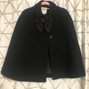 Late Spade Capelet Cape Coat Black with Bow Small